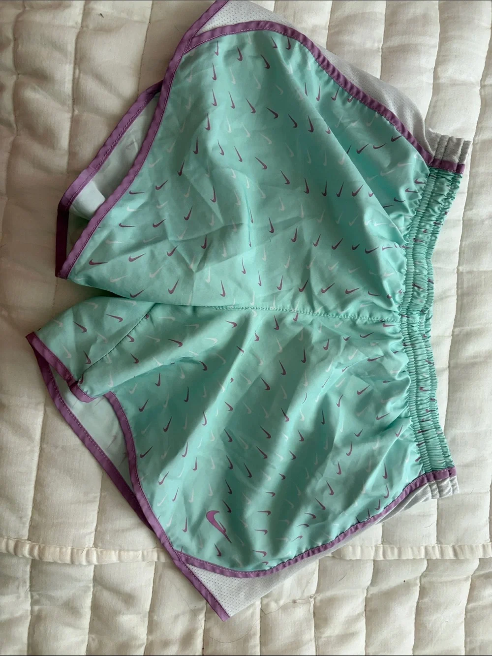 Nike Mint Green Shorts with Purple Trim